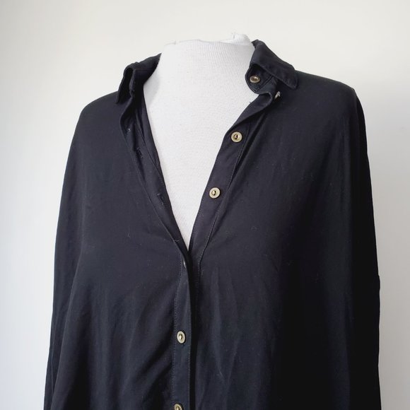 Anthropologie Michael Stars Blouse Oversized Button Down Relaxed Black S - Picture 4 of 10